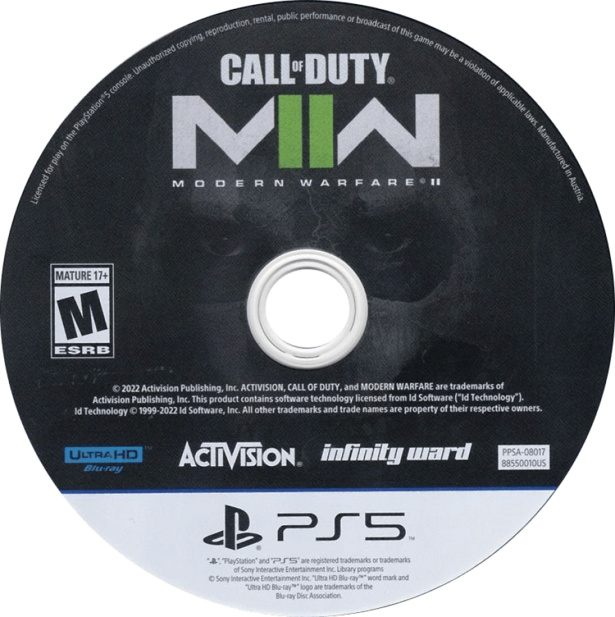 Modern Warfare II [Steelbook] disc cover art for PlayStation 5 first-person shooter video game. 