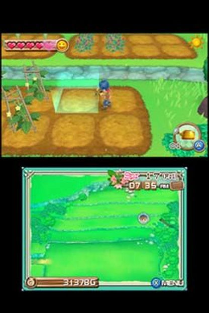 Harvest Moon A New Beginning Nintendo 3DS video game featuring farming simulation gameplay crop cultivation animal care town building character customization and life simulation adventure Nintendo 3DS handheld gaming retro video game collection collectible gaming appeal gameplay