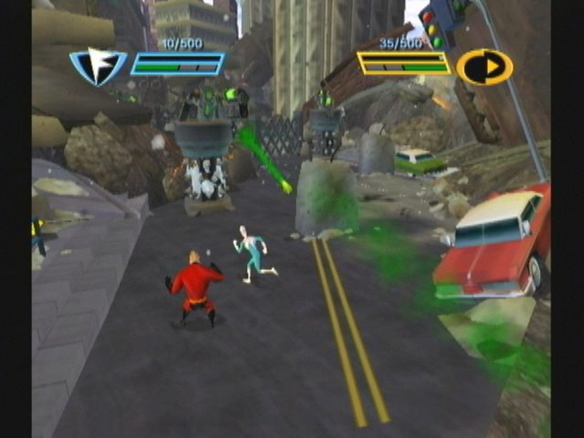 
The Incredibles Rise of the Underminer PlayStation 2 PS2 video game, action adventure, Pixar movie tie-in, cooperative gameplay, family-friendly console title gameplay