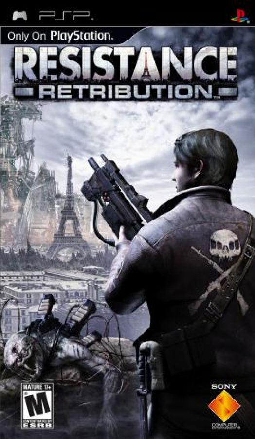 Resistance: Retribution PSP third-person shooter video game cover art.