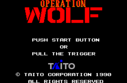 Operation Wolf Sega Master System SMS for arcade light gun shooting video game fans featuring military combat enemy soldiers hostage rescue missions fast paced shooting action battlefield environments challenging stages weapon targeting and classic Sega Master System gameplay collectible retro gaming appeal gameplay