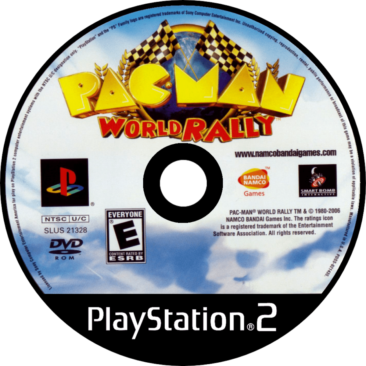 Pac-Man World Rally for PlayStation 2 kart racing video game featuring Pac-Man and Namco characters colorful tracks arcade style racing power ups and fast paced family friendly competition experience disc