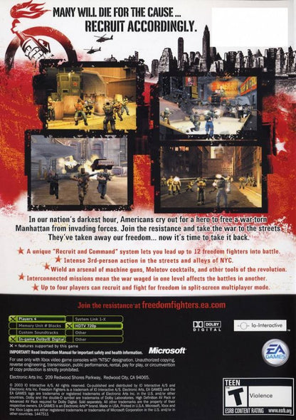Freedom Fighters back cover art for Xbox (XBOX) video game