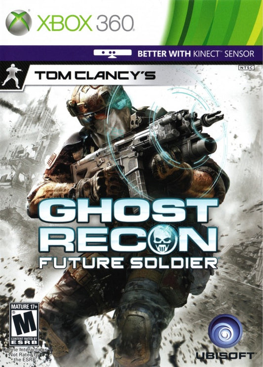 Tom Clancys Ghost Recon Future Soldier retro Xbox 360 video game featuring tactical military shooter gameplay, squad based combat, stealth action missions and classic Xbox 360 entertainment - cover art