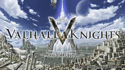 Valhalla Knights PlayStation Portable PSP inspired design featuring fantasy action role playing adventure aesthetic customizable party creation real time combat dungeon exploration medieval world quests character progression and portable RPG gameplay presentation gameplay 