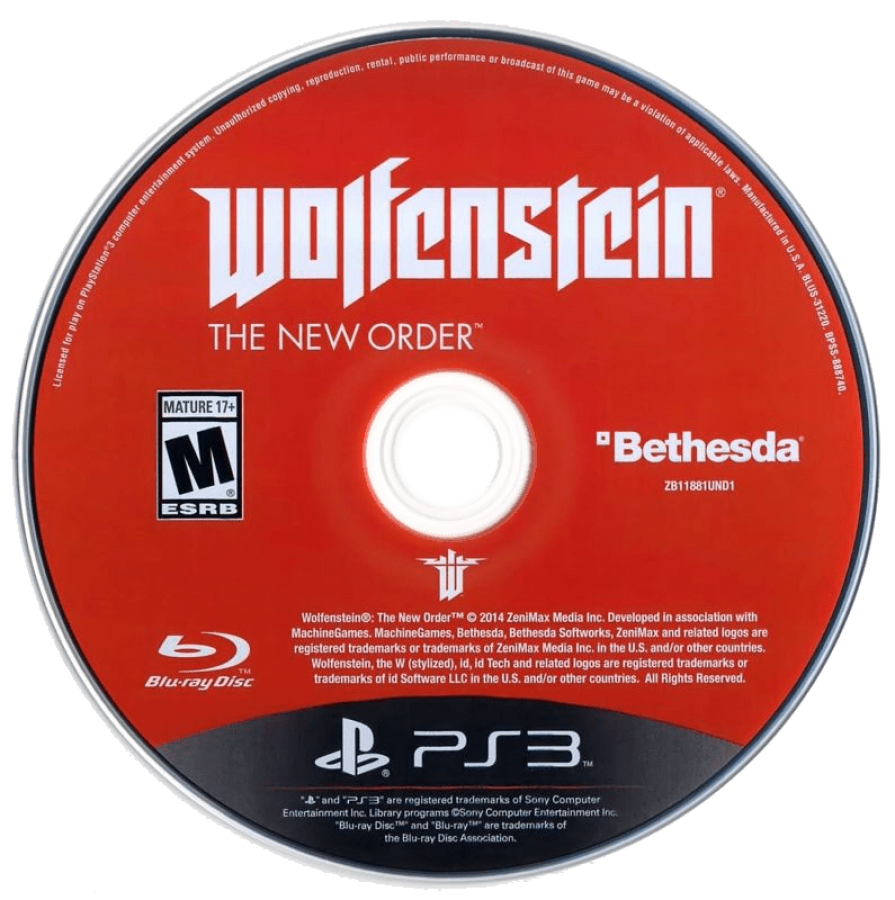 Wolfenstein: The New Order disc for PlayStation 3 (PS3) video game