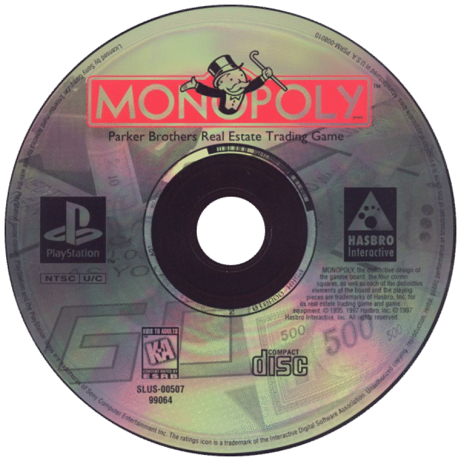 Monopoly disc for PlayStation 1 (PS1) retro video game
