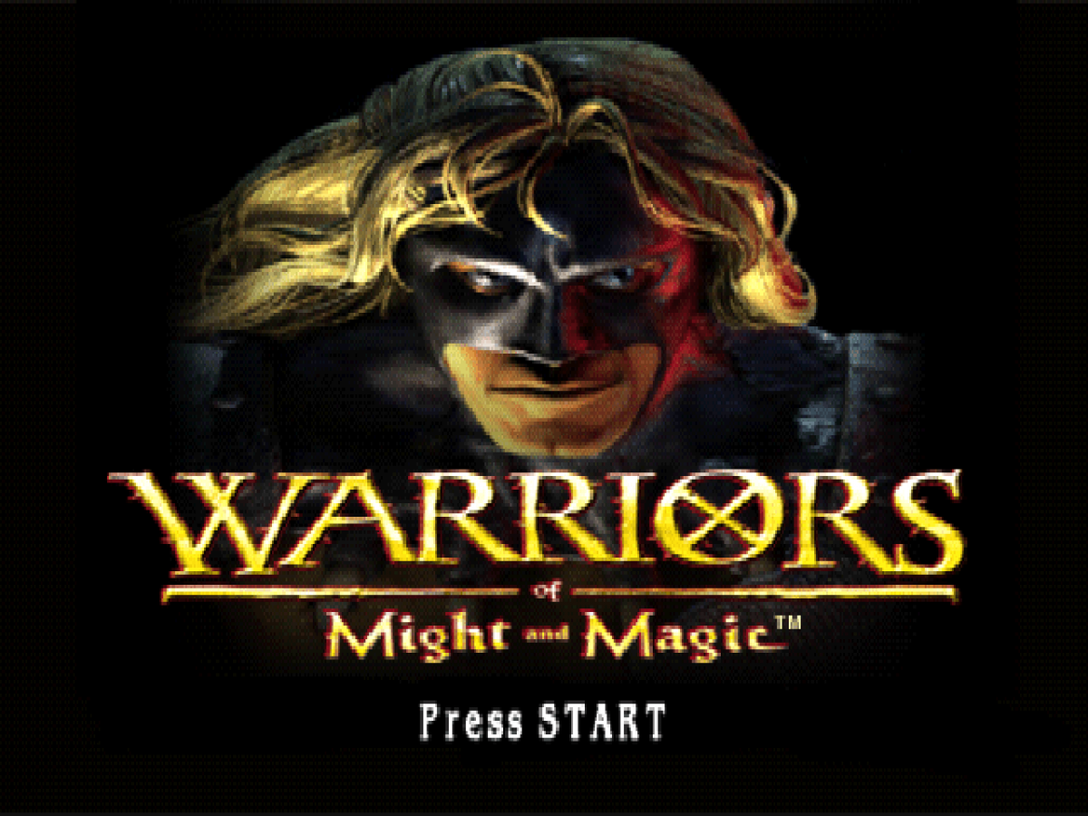 Warriors of Might and Magic start screen for PlayStation 1 (PS1) action role-playing video game