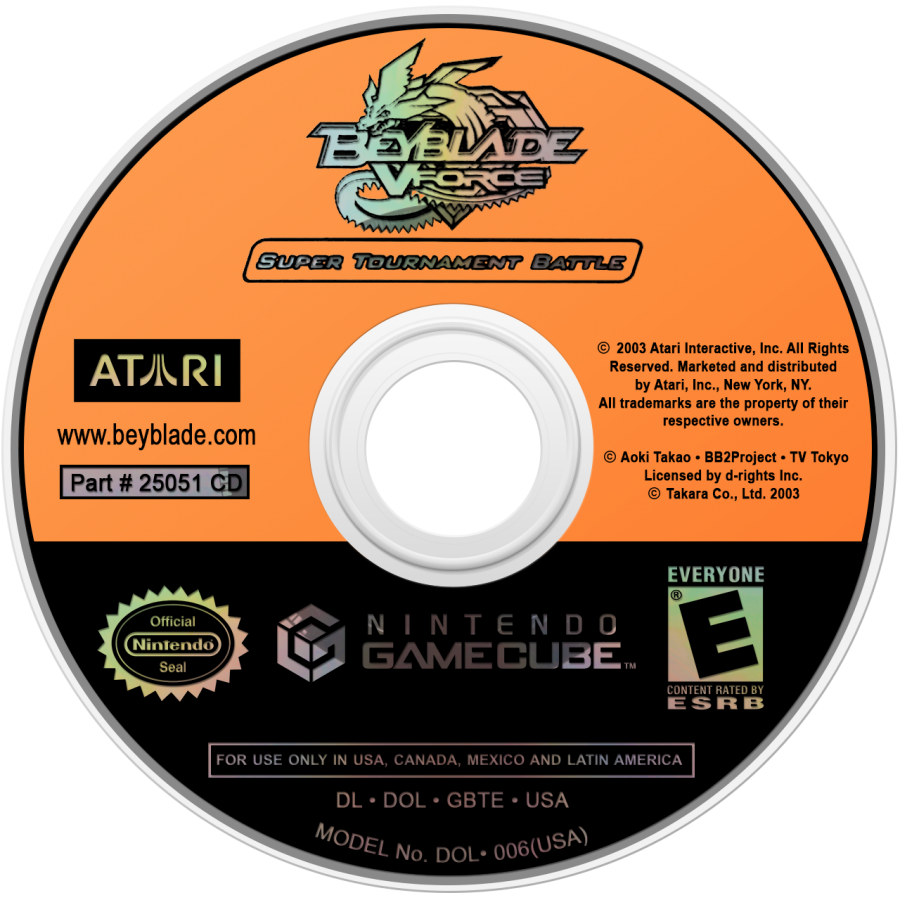 BeyBlade VForce: Super Tournament Battle disc for GameCube (GC) fighting action video game