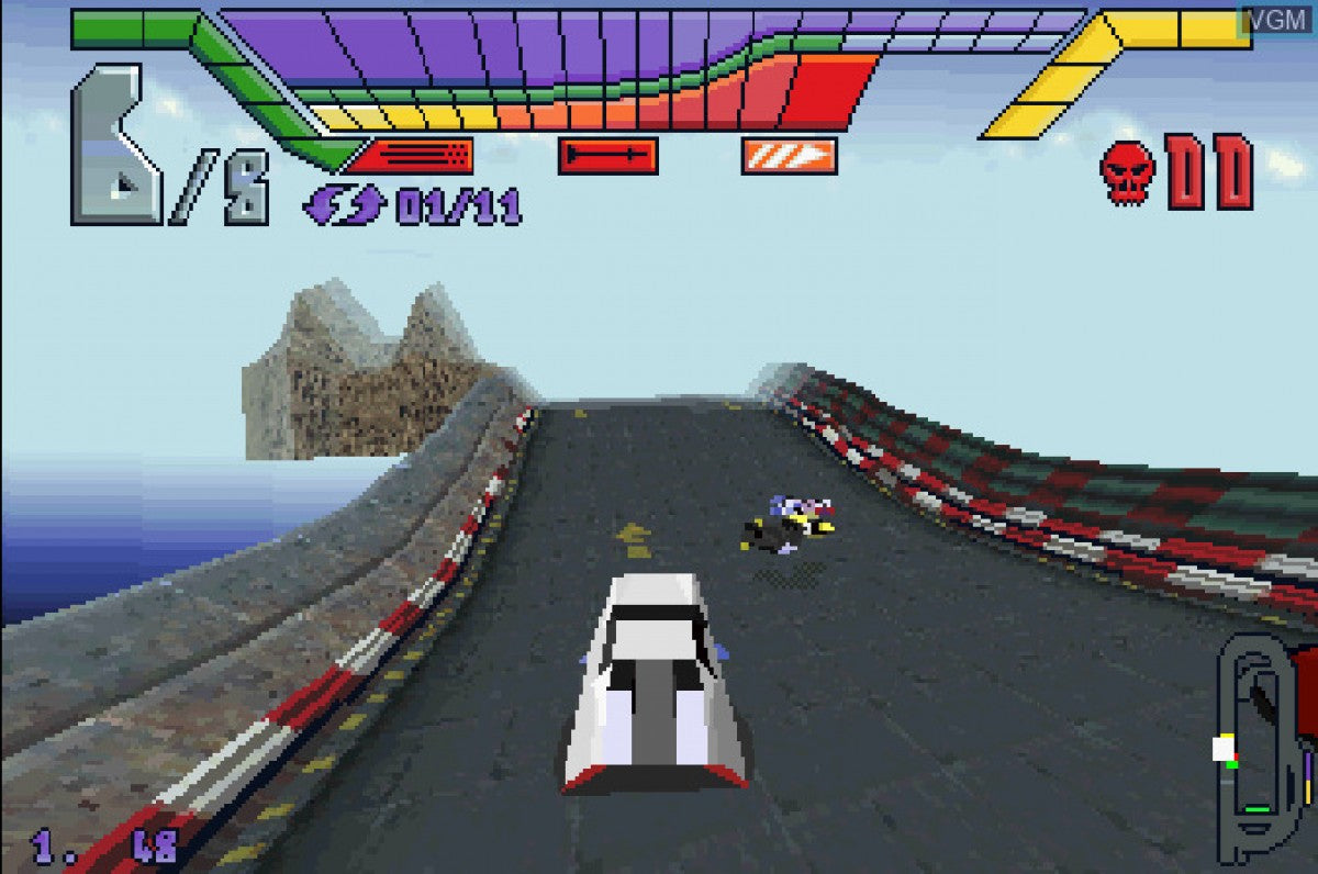Hi Octane Sega Saturn vehicular combat racing game high speed combat driving vehicles weapons futuristic racing arcade style action EA Electronic Arts retro Saturn game Sega Saturn software video game title gameplay 