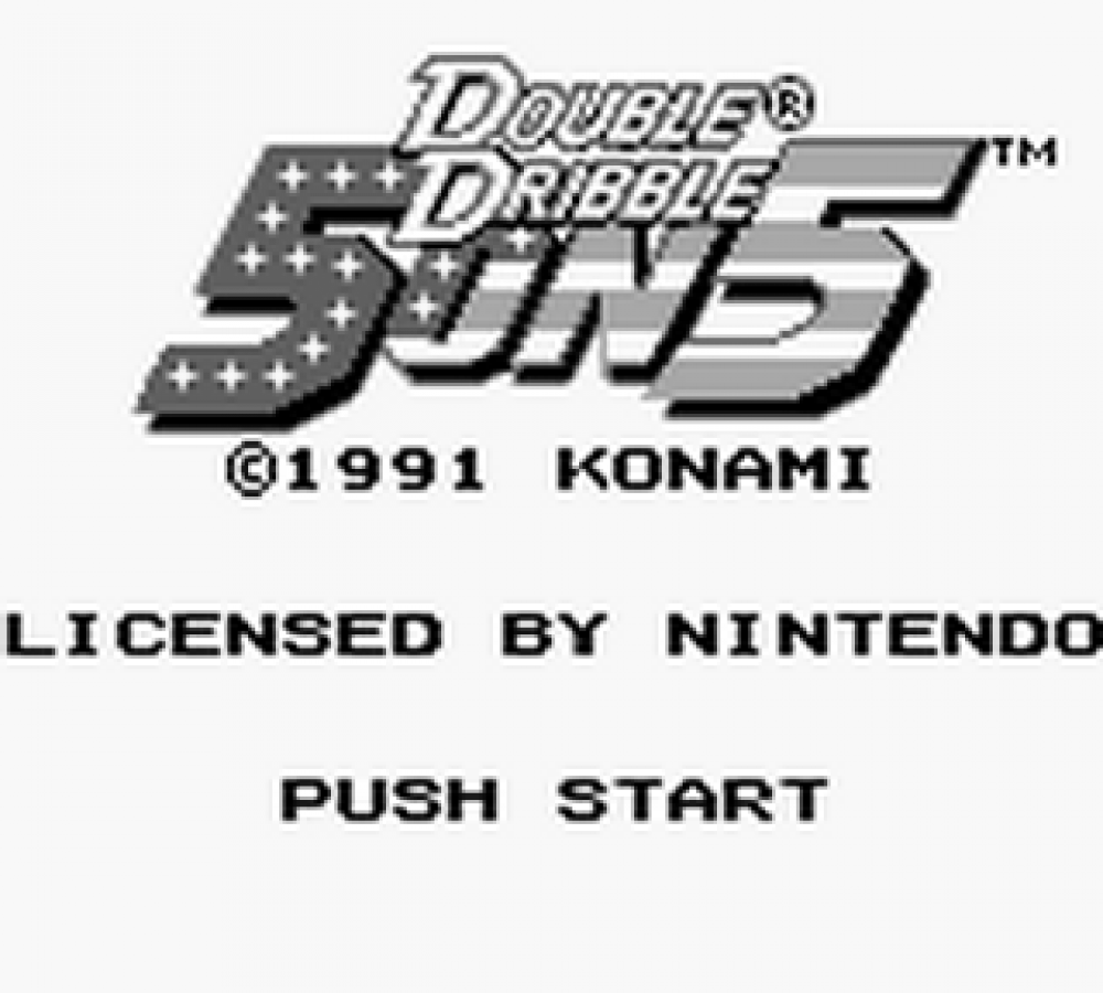 Double Dribble 5 on 5 title art for Game Boy (GB) video game