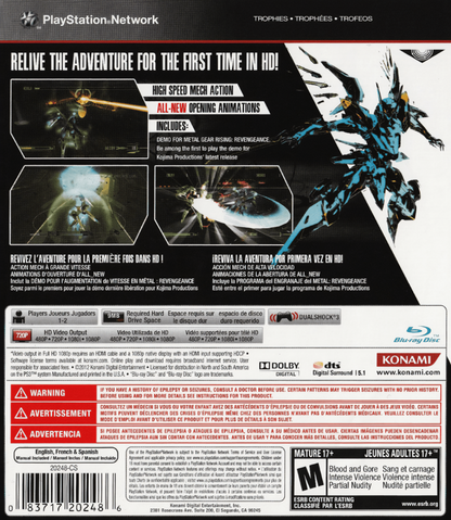 Zone of the Enders [HD Collection] back cover art for PlayStation 3 (PS3) video game
