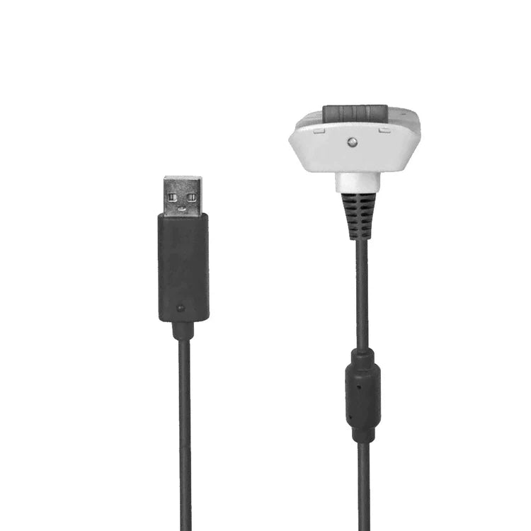 White controller charging cable for Microsoft Xbox 360 gamepad power accessory charging cord