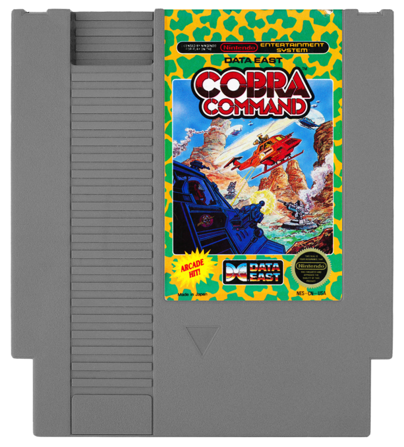 Cobra Command Nintendo Entertainment System NES video game featuring helicopter combat gameplay aerial missions enemy attacks military action explosive battles strategic targeting and classic 8 bit gameplay retro video game collection collectible gaming appeal game cartridge
