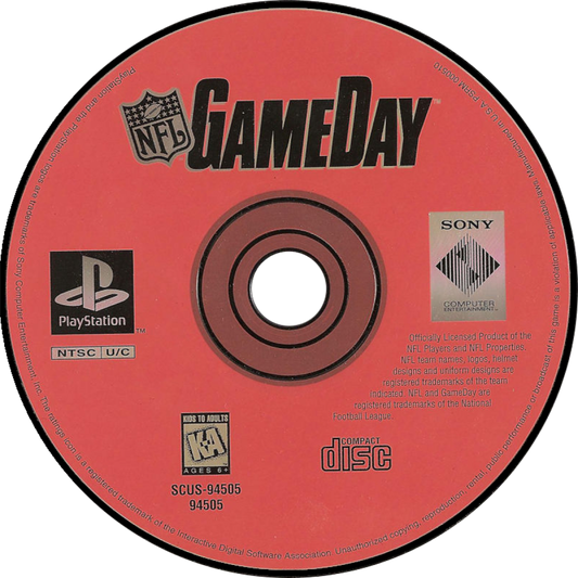 NFL GameDay PS1 PlayStation 1 American football sports game simulation gameplay Madden rival NFL teams season mode retro video game disc