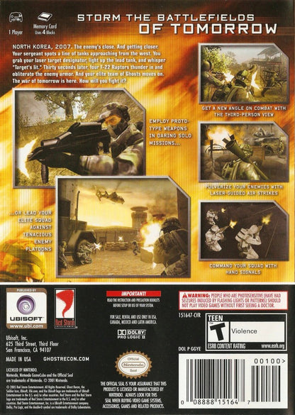 Tom Clancys Ghost Recon 2 retro Nintendo GameCube video game Ghost Recon tactical military shooter squad based combat stealth warfare Tom Clancy action multiplayer console title Nintendo GameCube release back of case