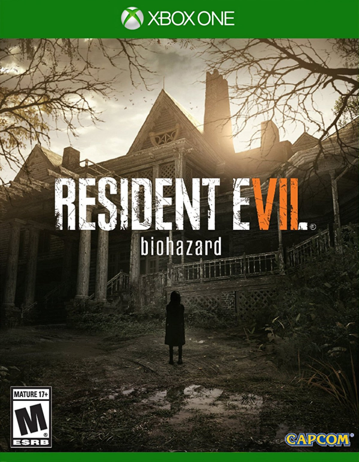 Resident Evil 7 Biohazard Xbox One XONE for survival horror video game fans featuring first person gameplay terrifying exploration atmospheric environments puzzle solving resource management intense combat grotesque enemies suspenseful storytelling immersive horror and cinematic survival adventure collectible gaming appeal front cover art