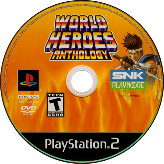 World Heroes Anthology – PlayStation 2 (PS2) video game disc, fighting.