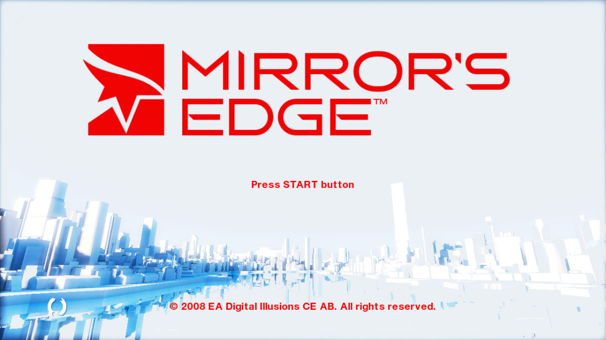 Mirror's Edge PlayStation 3 first-person action-adventure parkour free-running game dystopian city time trials first-person platformer main menu title screen