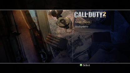 LocalID_66869 Retro Call of Duty 2 Xbox 360 inspired design featuring World War 2 first person shooter aesthetic vintage HD era Normandy landings intense infantry combat cinematic war storytelling realistic battlefield atmosphere nostalgic classic FPS presentation title screen
