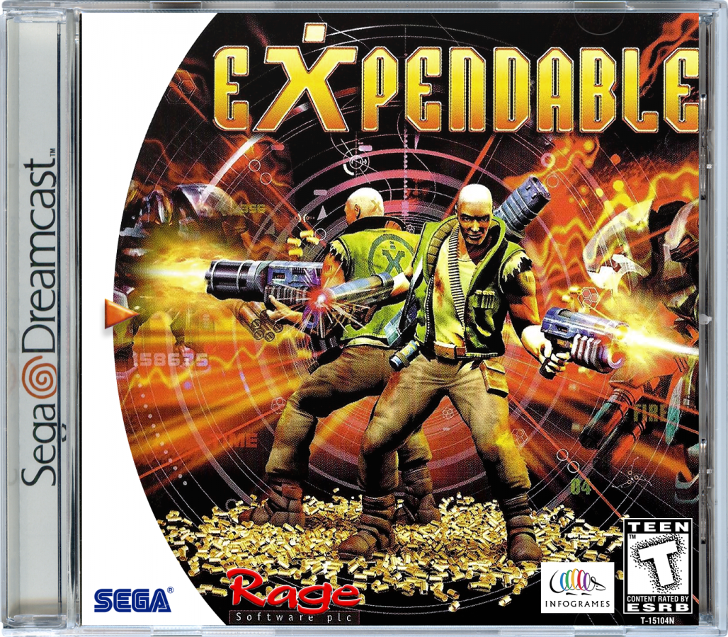 Expendable Sega Dreamcast retro video game run and gun shooter cover art