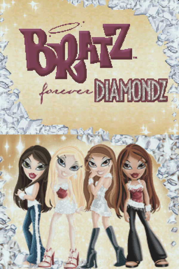 Bratz Forever Diamondz Nintendo DS fashion adventure game stylus controls mini games Yasmin Cloe Sasha Jade customize title screen
