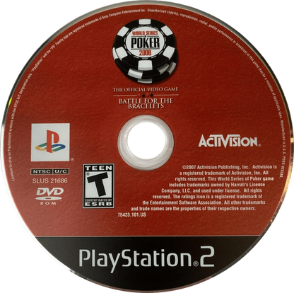 World Series of Poker 2008: Battle for the Bracelets – PlayStation 2 (PS2) video game disc, poker.