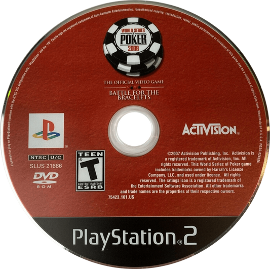 World Series of Poker 2008: Battle for the Bracelets – PlayStation 2 (PS2) video game disc, poker.
