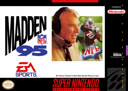 Madden NFL '95 cover art for Super Nintendo Entertainment System (SNES) video game