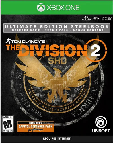 Tom Clancy’s The Division 2 Ultimate Edition for Xbox One with tactical open-world action and bonus edition content front cover