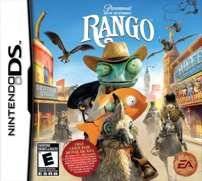 Rango: The Video Game cover art for Nintendo DS (DS) animated movie-based action adventure video game