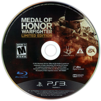 Medal of Honor: Warfighter [Limited Edition] disc for PlayStation 3 (PS3) video game
