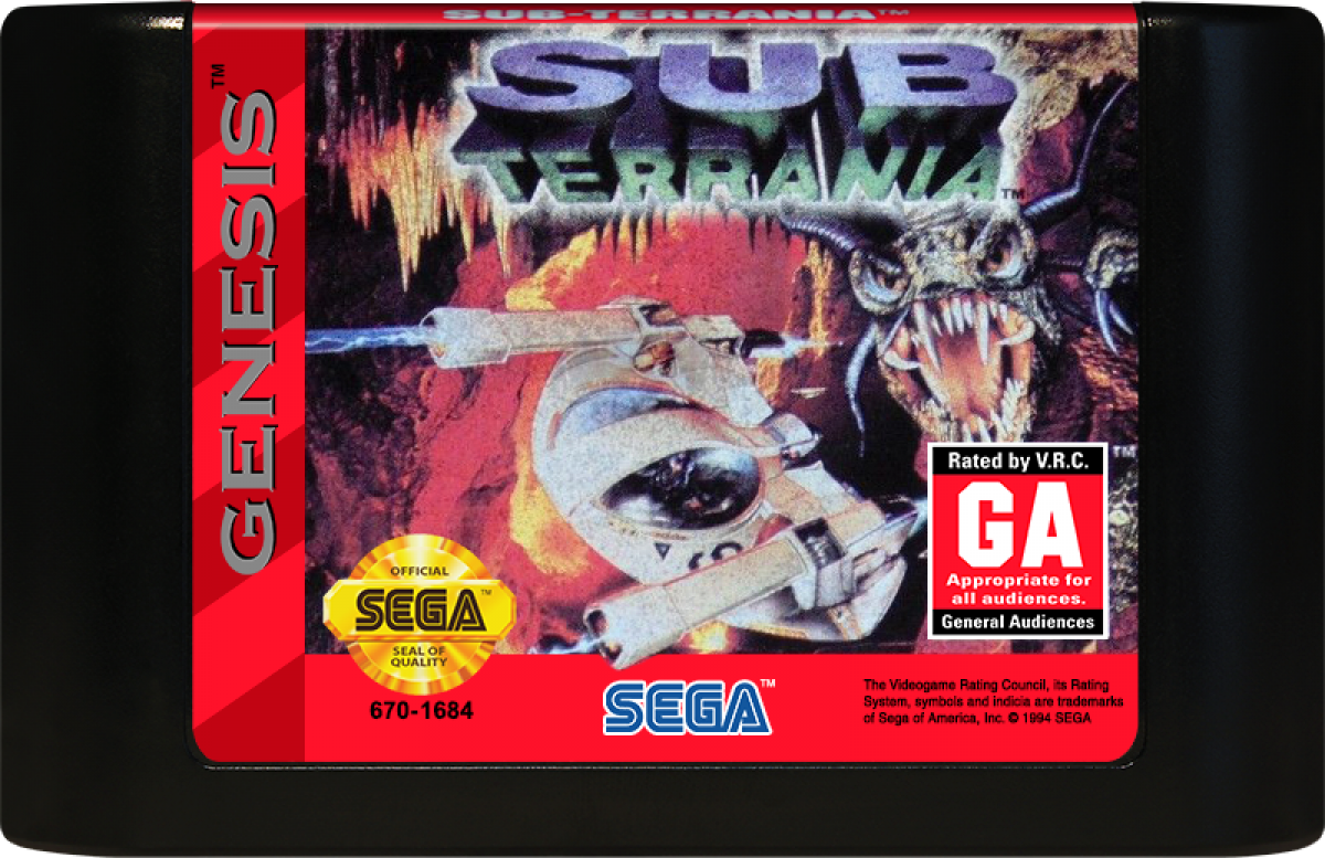 Sub-Terrania Sega Genesis retro video game shoot em up cartridge (1993)