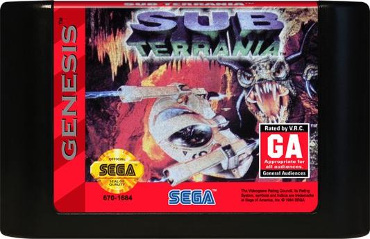 Sub-Terrania Sega Genesis retro video game shoot em up cartridge (1993)