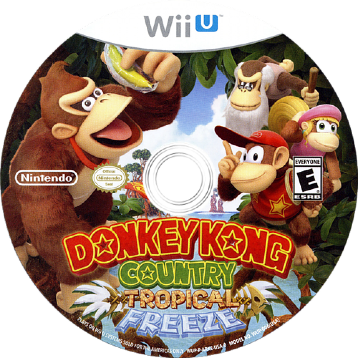 Donkey Kong Country Tropical Freeze video game featuring classic side scrolling platformer gameplay vibrant HD visuals challenging levels cooperative multiplayer and iconic Nintendo jungle adventure starring Donkey Kong disc
