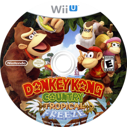 Donkey Kong Country Tropical Freeze video game featuring classic side scrolling platformer gameplay vibrant HD visuals challenging levels cooperative multiplayer and iconic Nintendo jungle adventure starring Donkey Kong disc