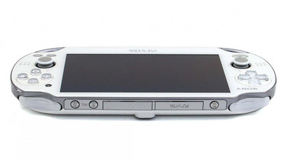PlayStation Vita 1000 system in white featuring OLED screen and portable handheld gaming design