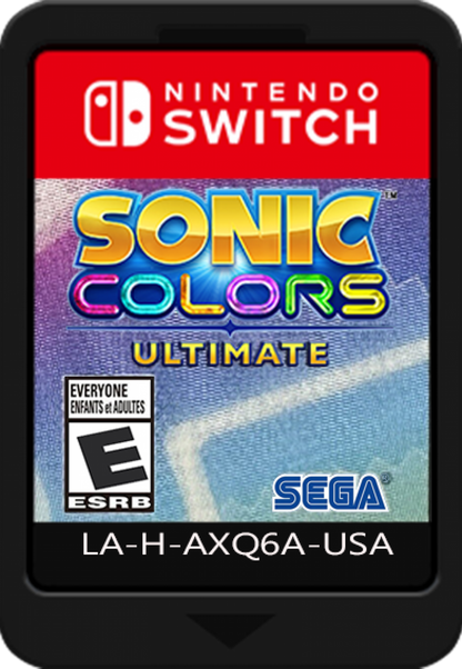 Sonic Colors Ultimate Nintendo Switch inspired design featuring high speed platform adventure aesthetic vibrant interstellar theme park environments colorful alien Wisps fast paced action gameplay enhanced visuals iconic Sonic the Hedgehog excitement modern gaming presentation cartridge 