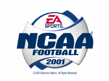 NCAA Football 2001 PlayStation 1 PS1 video game, college football sports simulation, realistic gameplay, team management and multiplayer modes, console title main menu title screen