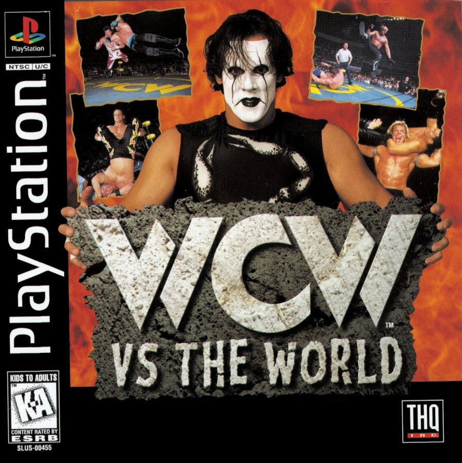 WCW vs the World cover art for PlayStation 1 (PS1) wrestling video game.