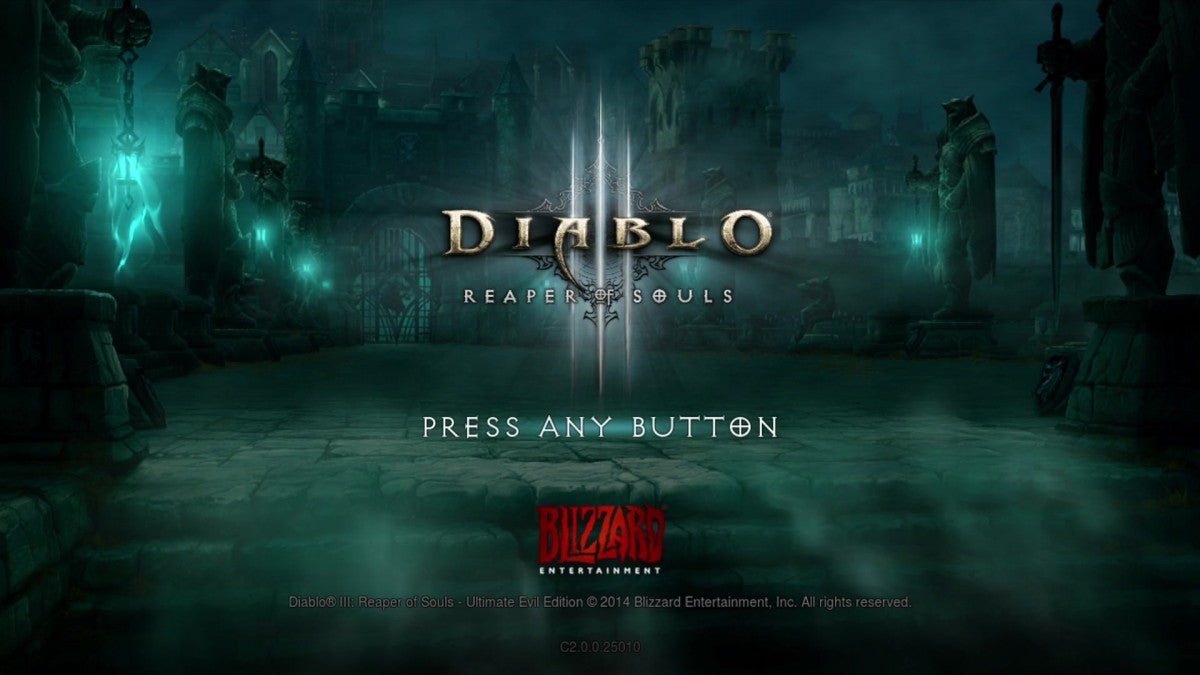 Diablo III [Ultimate Evil Edition] start screen for Xbox 360 (X360) action role-playing video game