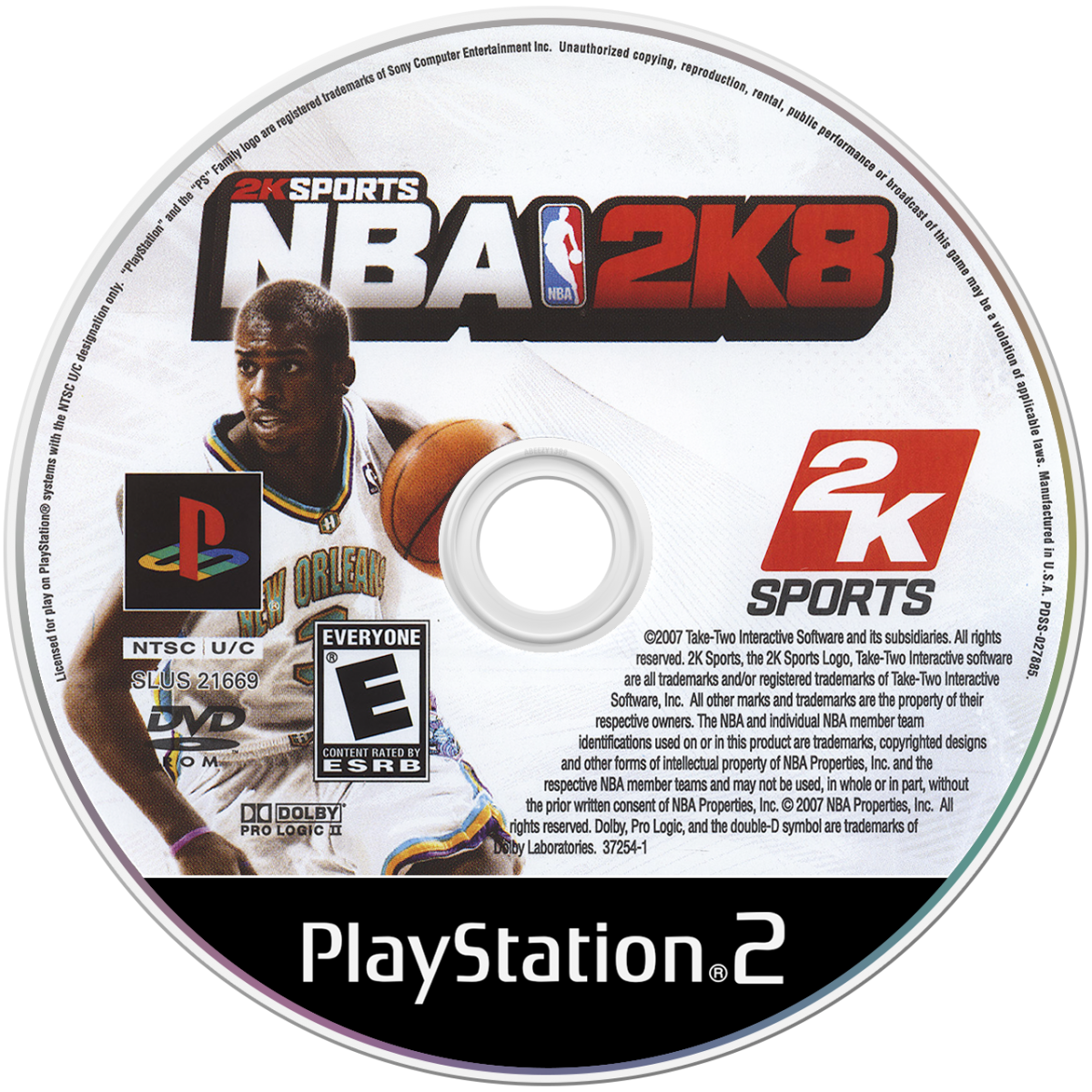 NBA 2K8 – PlayStation 2 (PS2) basketball sports video game disc