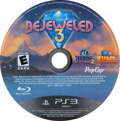 Bejeweled 3 disc for PlayStation 3 (PS3) video game