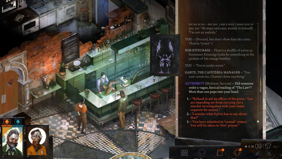 Disco Elysium Nintendo Switch inspired design featuring narrative driven role playing adventure aesthetic deep detective investigation branching dialogue choices richly detailed urban setting philosophical storytelling immersive character development and mystery gameplay presentation gameplay 