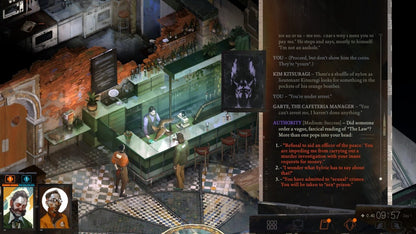 Disco Elysium Nintendo Switch inspired design featuring narrative driven role playing adventure aesthetic deep detective investigation branching dialogue choices richly detailed urban setting philosophical storytelling immersive character development and mystery gameplay presentation gameplay 
