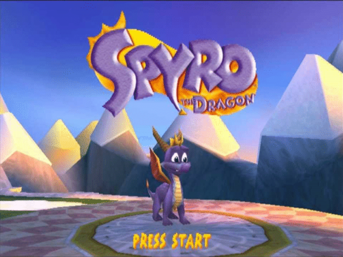 Spyro the Dragon [Greatest Hits] – PlayStation 1 (PS1) start screen for retro video game
