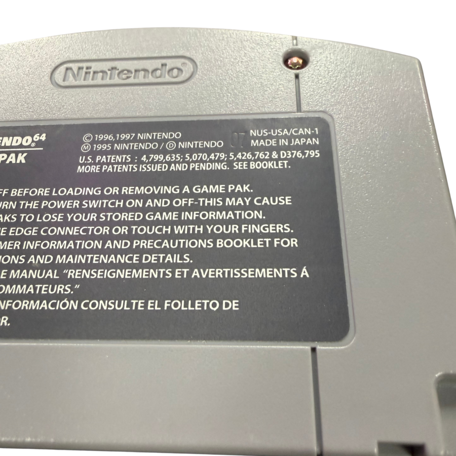 Polaris SnoCross Nintendo 64 N64 for snowmobile racing video game fans featuring high speed snocross racing icy tracks snow covered environments Polaris snowmobiles stunt jumps challenging courses vehicle control and arcade style racing gameplay collectible retro Nintendo 64 gaming appeal cartridge authenticity