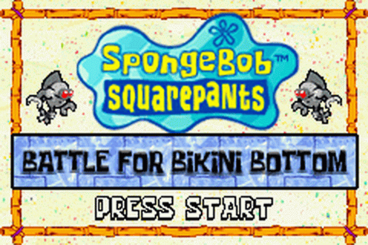SpongeBob SquarePants: Battle for Bikini Bottom start menu for Game Boy Advance (GBA) video game