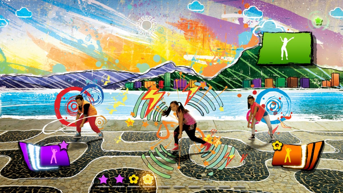 Zumba Kids gameplay for Nintendo Wii (Wii) featuring energetic dance fitness routines for children with colorful visuals and fun multiplayer party gameplay.