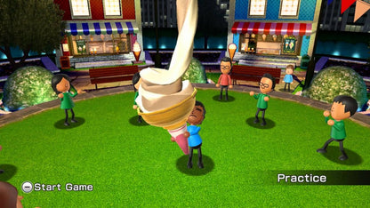 Wii Play Motion gameplay for Nintendo Wii (Wii) featuring motion‑controlled mini‑games that showcase the Wii Remote Plus, with playful activities like ice cream balancing, stone skipping, and ghost hunting.